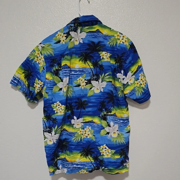 Vibrant Blue and Yellow Casual Button Down Shirt - Picture 3 of 4